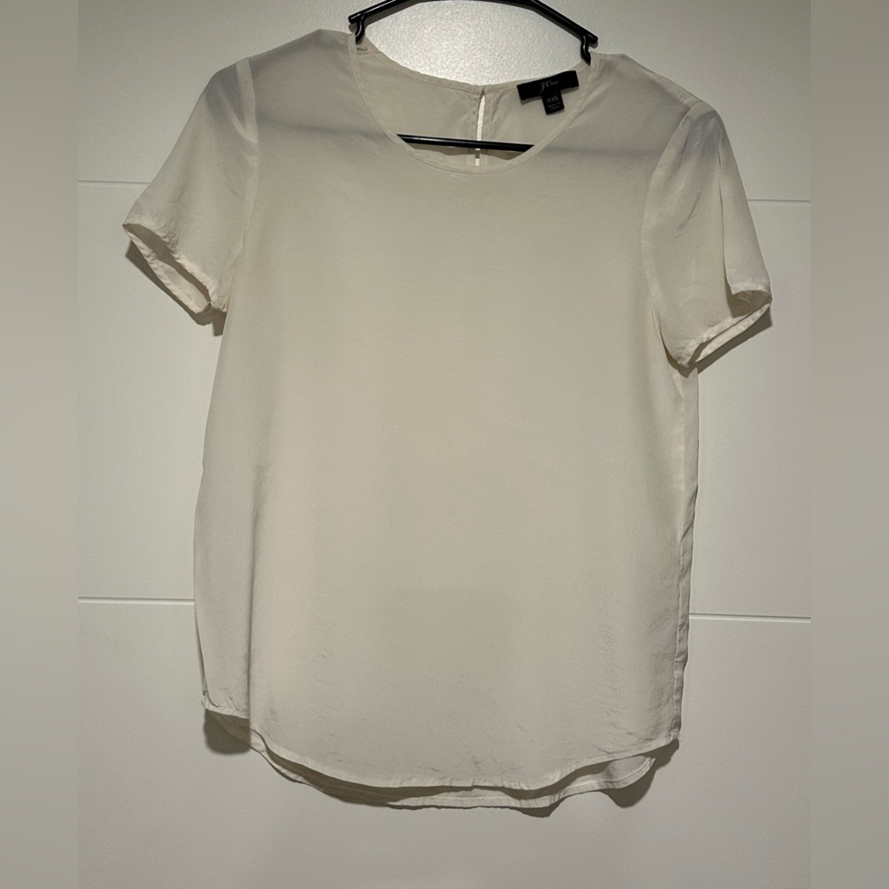 J. Crew Cream Short Sleeve Blouse